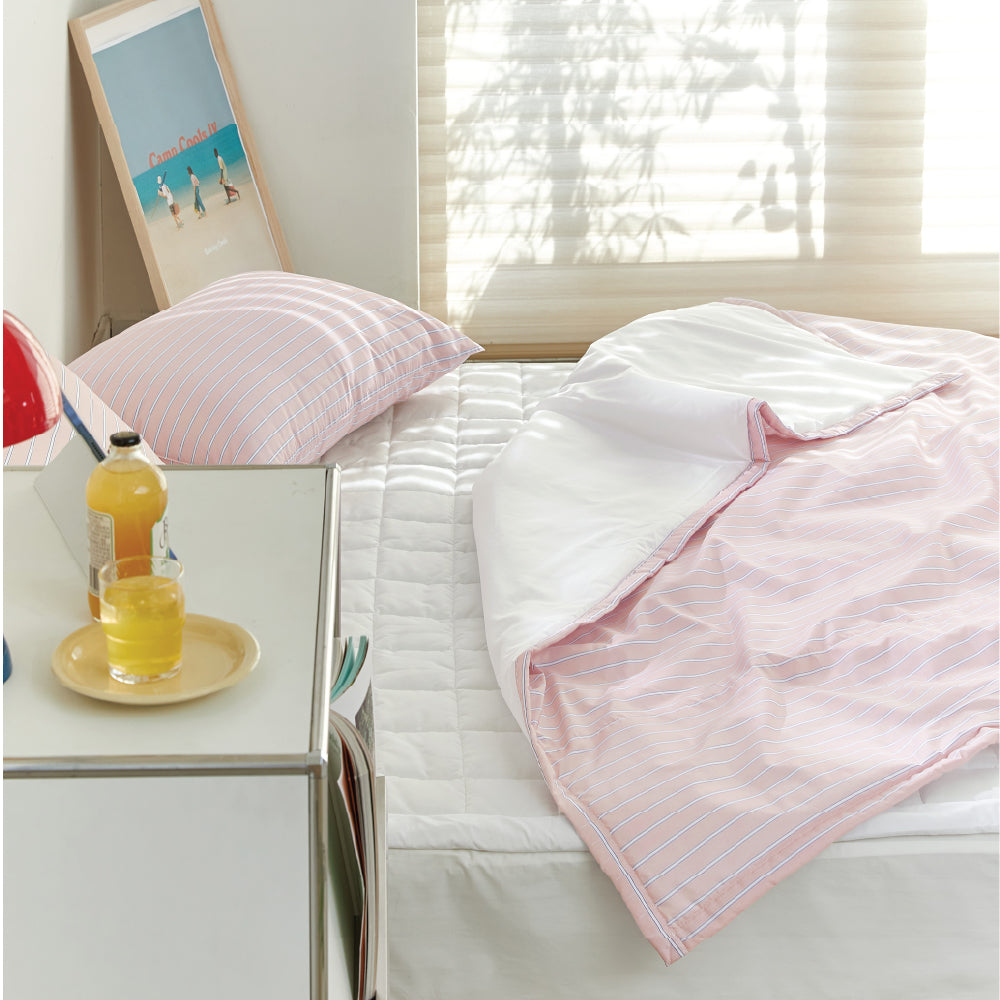 Cooling Seersucker Summer Blanket(Quilt) Only (Boat-Pink)-MayDay Mall