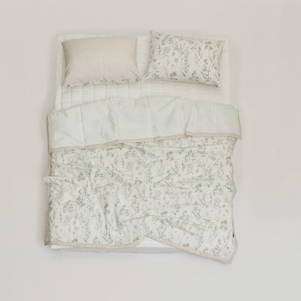 Cooling Seersucker Summer Bedding Set(Quilt, Pillowcase, Pad Set) (Gardening)-MayDay Mall