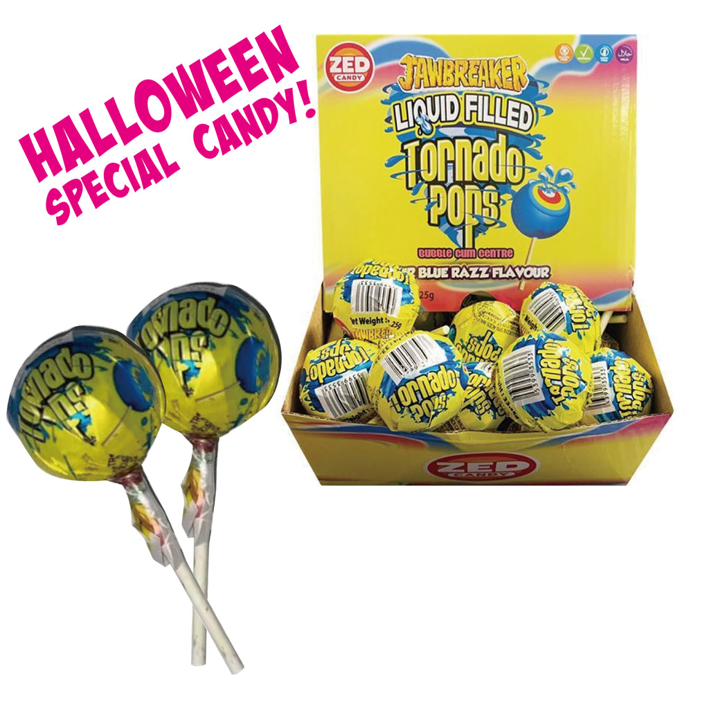 Zed Tornado Pops Sour Blue Razz Flavour Candy Bulk 25g x 40-MayDay Mall