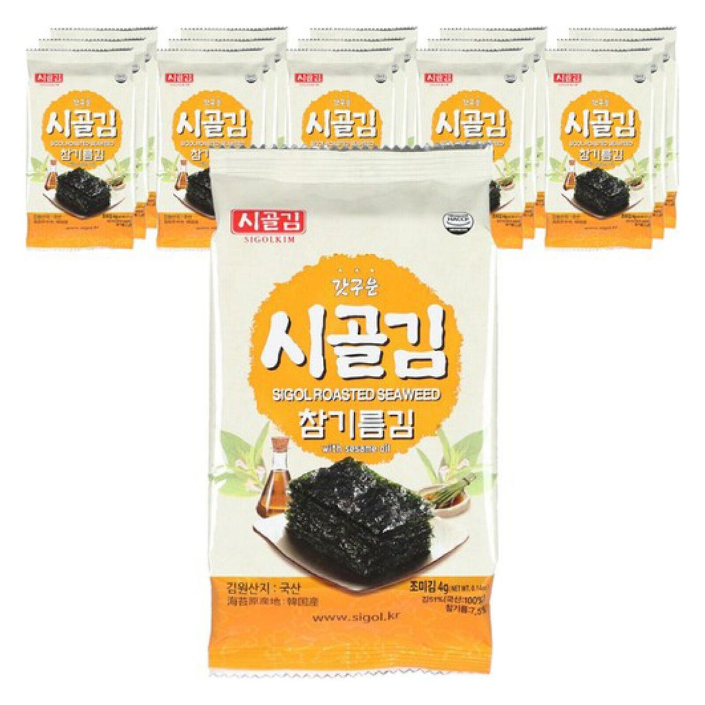 Korean Crispy Seaweed Nori Snacks - Olive Oil, Sesame Oil, Green Flavor 16 packs