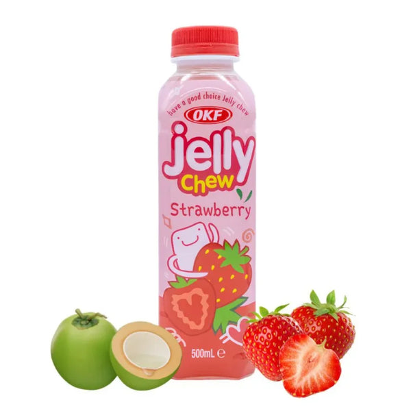 Jelly Chew Strawberry Drink With Coconut Jelly (500ml)-MayDay Mall