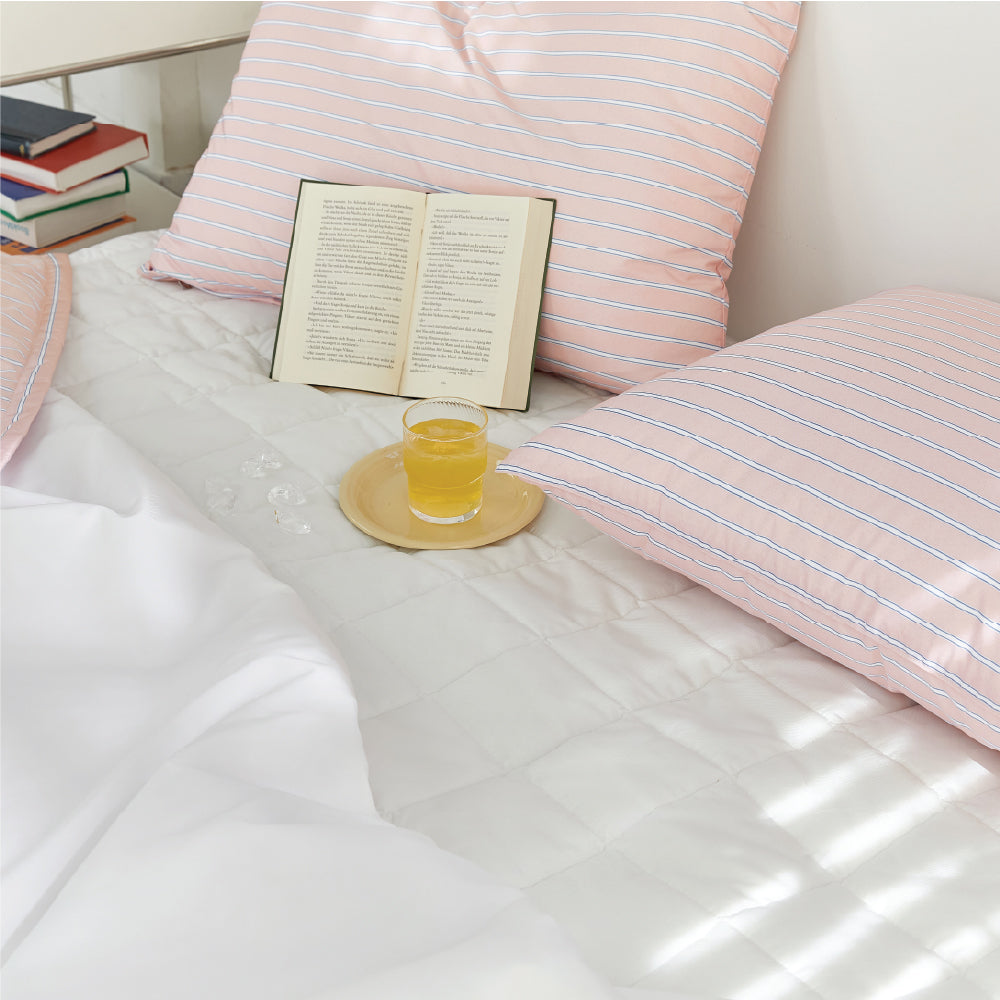 Cooling Seersucker Summer Bedding Set Boat-Pink