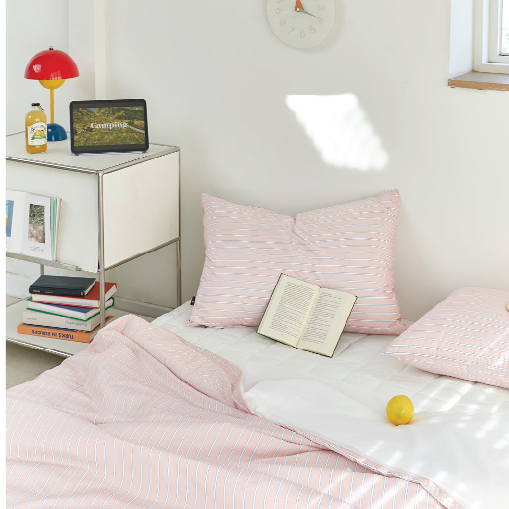 Cooling Seersucker Summer Bedding Set Boat-Pink