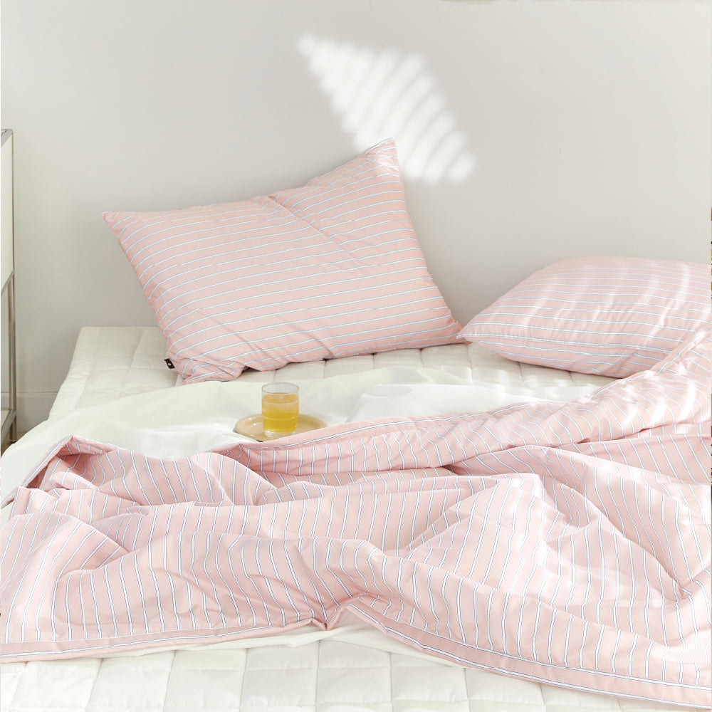 Cooling Seersucker Summer Bedding Set Boat-Pink