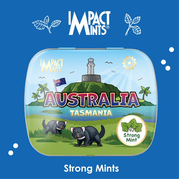 Impact Mints Candy Tin Strong Mint Tasmania Landmark